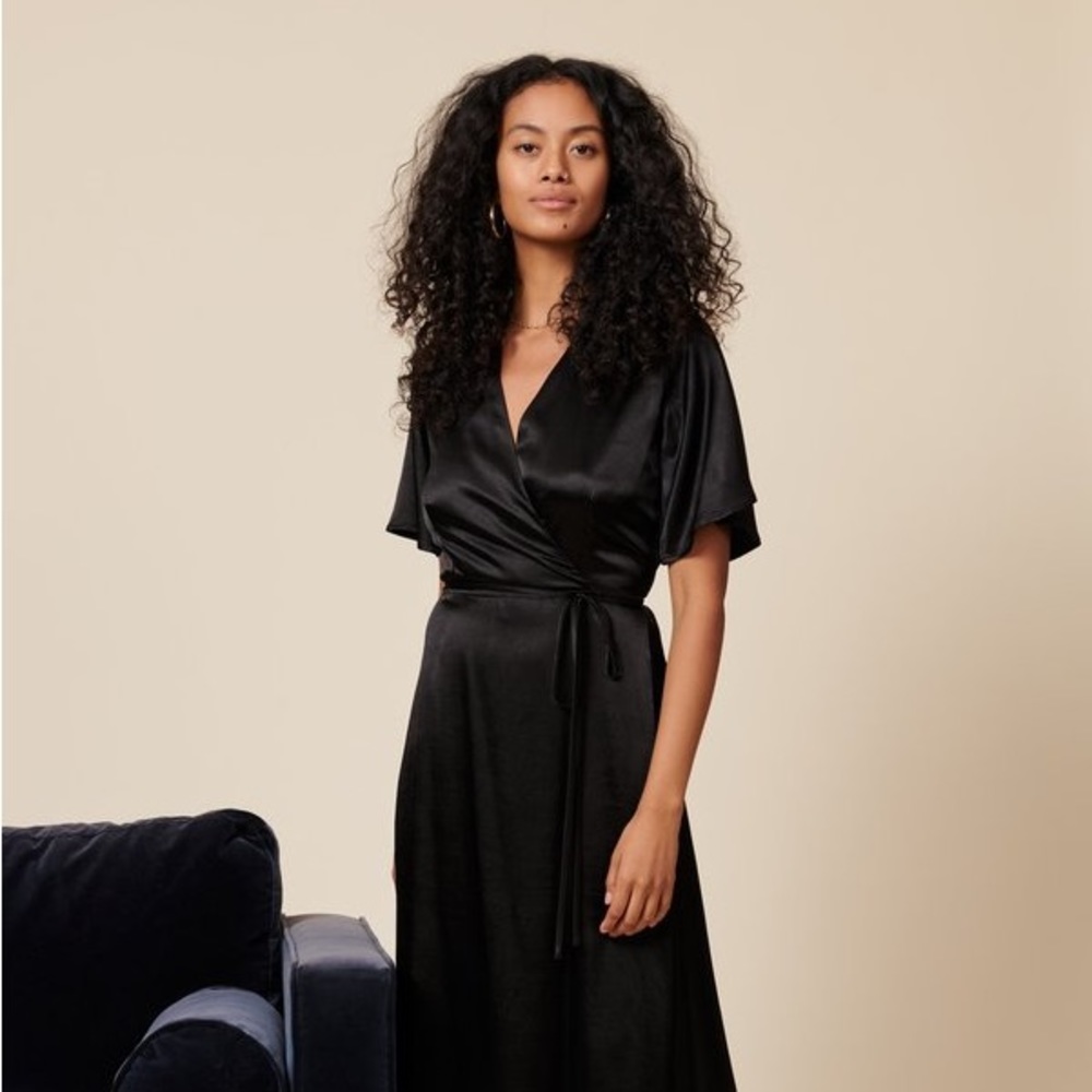 NWT Whimsy and Row black “Lola” wrap dress.